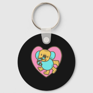 Retro Cartoon Olifant Liefde Hart Sleutelhanger