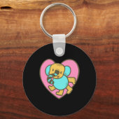 Retro Cartoon Olifant Liefde Hart Sleutelhanger (Voorkant)