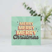Retro cartoon ontwerp vrolijke kersttekst kaart (Staand voorkant)