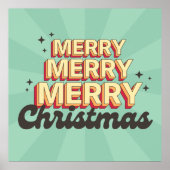 Retro cartoon ontwerp vrolijke kersttekst poster (Voorkant)