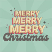 Retro cartoon ontwerp vrolijke kersttekst sticker (Voorkant)