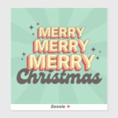 Retro cartoon ontwerp vrolijke kersttekst sticker (Vel)