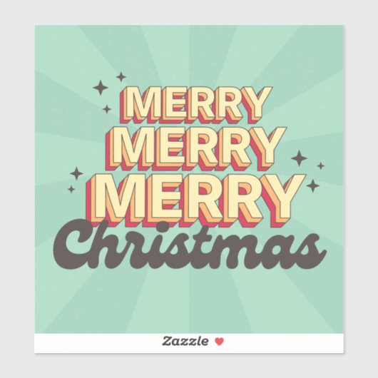Retro cartoon ontwerp vrolijke kersttekst sticker (Vel)
