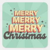 Retro cartoon ontwerp vrolijke kersttekst vierkante sticker (Voorkant)