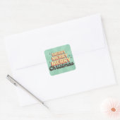 Retro cartoon ontwerp vrolijke kersttekst vierkante sticker (Envelop)