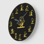 Retro Cartoon People Themed Gold Large Clock Grote Klok (Hoek)