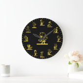 Retro Cartoon People Themed Gold Large Clock Grote Klok (Huis)