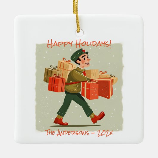 Retro Cartoon Postman Holiday Keramisch Ornament (Voorkant)