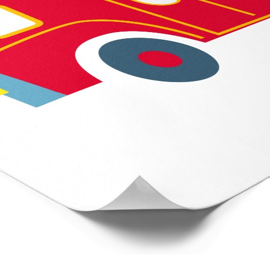 Retro cartoon rode dubbele decker bus personaliser poster (Hoek)