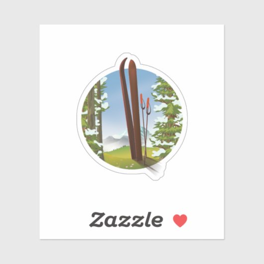 Retro cartoon ski reislogo sticker (Vel)
