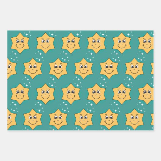 Retro cartoon smiley personages xmas ontwerp inpakpapier vel (Voorkant)