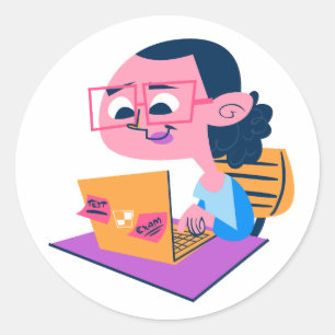 Retro Cartoon Sticker Laptop Examenvorbereiding St