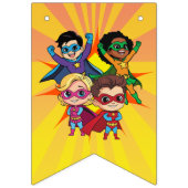 Retro Cartoon Superhero Comic Boy's Verjaardagsfee Vlaggetjes (Eerste vlag)