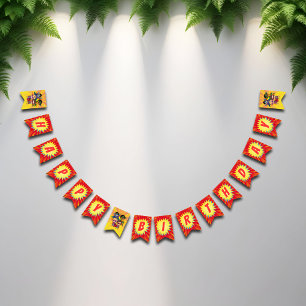 Retro Cartoon Superhero Comic Boy's Verjaardagsfee Vlaggetjes