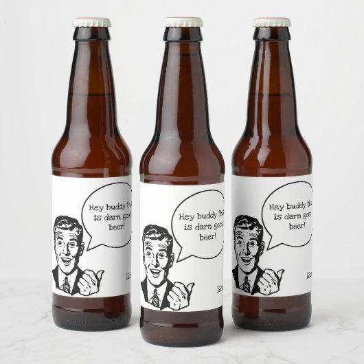 Retro Cartoon Talking Man Aangepast Bierlabel Bier Etiket (Flessen)