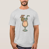 Retro Cartoon Tropische Drink Kunst T-shirt (Voorkant)