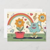 Retro Cartoon Tuinieren Briefkaart (Voorkant / Achterkant)