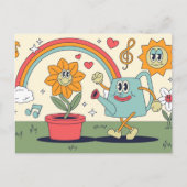 Retro Cartoon Tuinieren Briefkaart (Voorkant)