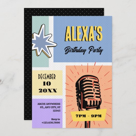 Retro cartoon verjaardag kaart (Voorkant / Achterkant)