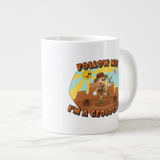 Retro Cartoon - Volg mij! Ik ben een geoloog! Grote Koffiekop (Voorkant rechts)