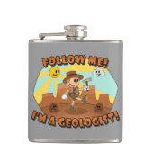 Retro Cartoon - Volg mij Ik ben een Geoloog! Heupfles (Voorkant)