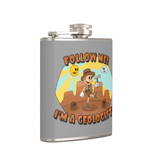 Retro Cartoon - Volg mij Ik ben een Geoloog! Heupfles (Rechts)