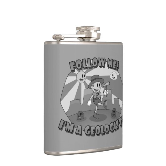 Retro Cartoon - Volg mij Ik ben een Geoloog! Heupfles (Rechts)