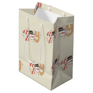 Retro Cartoon Vreugde Sneeuwman Medium Cadeauzakje