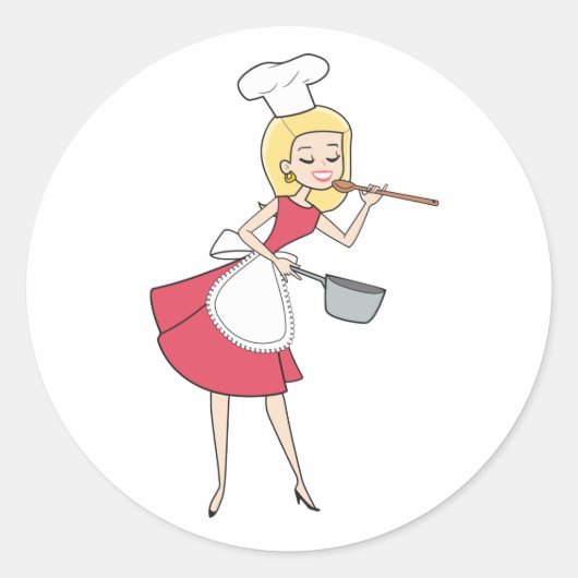 Retro Cartoon Vrouw Sticker (Voorkant)