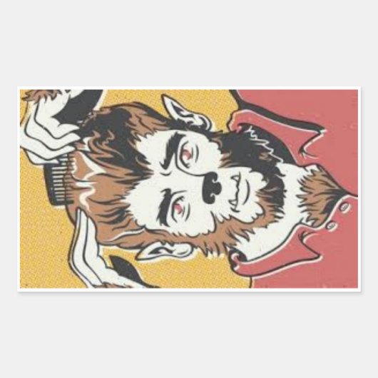 Retro Cartoon Werewolf die er goed uitziet Rechthoekige Sticker (Voorkant)