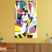 Retro Cartoonish Cubist Doodles 03 Canvas Afdruk (Insitu (Woonkamer))