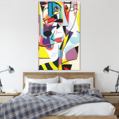 Retro Cartoonish Cubist Doodles 03 Canvas Afdruk (Insitu (Slaapkamer))