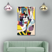 Retro Cartoonish Cubist Doodles 03 Canvas Afdruk
