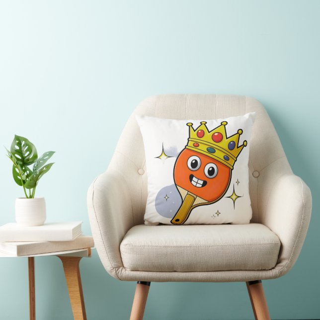 Retro Cartoontafel Tennis Paddle Worp Kussen (Stoel)