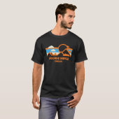Retro Cascade Range Oregon Mountain Range Zonsonde T-shirt (Voorkant volledig)