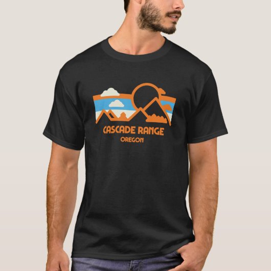 Retro Cascade Range Oregon Mountain Range Zonsonde T-shirt (Voorkant)