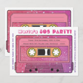 Retro Casette Tape 80s Party Thema Uitnodiging (Voorkant / Achterkant)