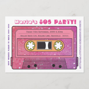 Retro Casette Tape 80s Party Thema Uitnodiging