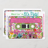 Retro Casette Tape 80s Party Thema Uitnodiging (Voorkant / Achterkant)