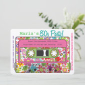 Retro Casette Tape 80s Party Thema Uitnodiging (Staand voorkant)