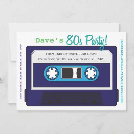 Retro Casette Tape 80s Party Theme Invitation Kaart (Voorkant)