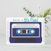 Retro Casette Tape 80s Party Theme Invitation Kaart (Staand voorkant)