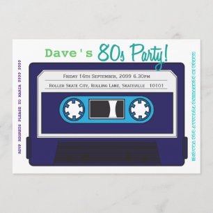 Retro Casette Tape 80s Party Theme Invitation Kaart