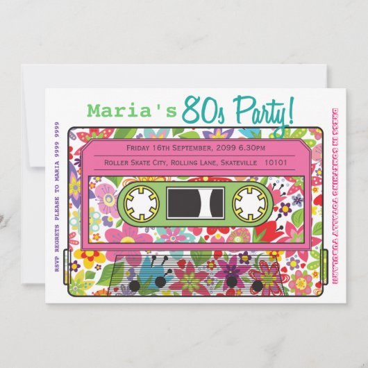 Retro Casette Tape 80s Party Theme Invitation Kaart (Voorkant)