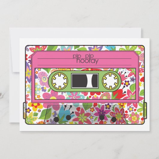 Retro Casette Tape 80s Party Theme Invitation Kaart (Achterkant)
