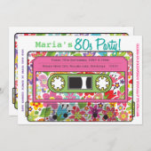 Retro Casette Tape 80s Party Theme Invitation Kaart (Voorkant / Achterkant)