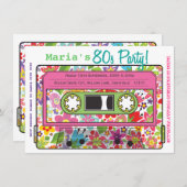 Retro Casette Tape 80s Party Theme Invitation Kaart (Voorkant / Achterkant)