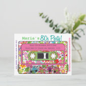 Retro Casette Tape 80s Party Theme Invitation Kaart (Staand voorkant)