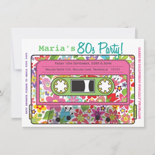 Retro Casette Tape 80s Party Theme Invitation Kaart (Voorkant)