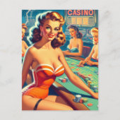 Retro Casino meisjes Briefkaart (Voorkant)